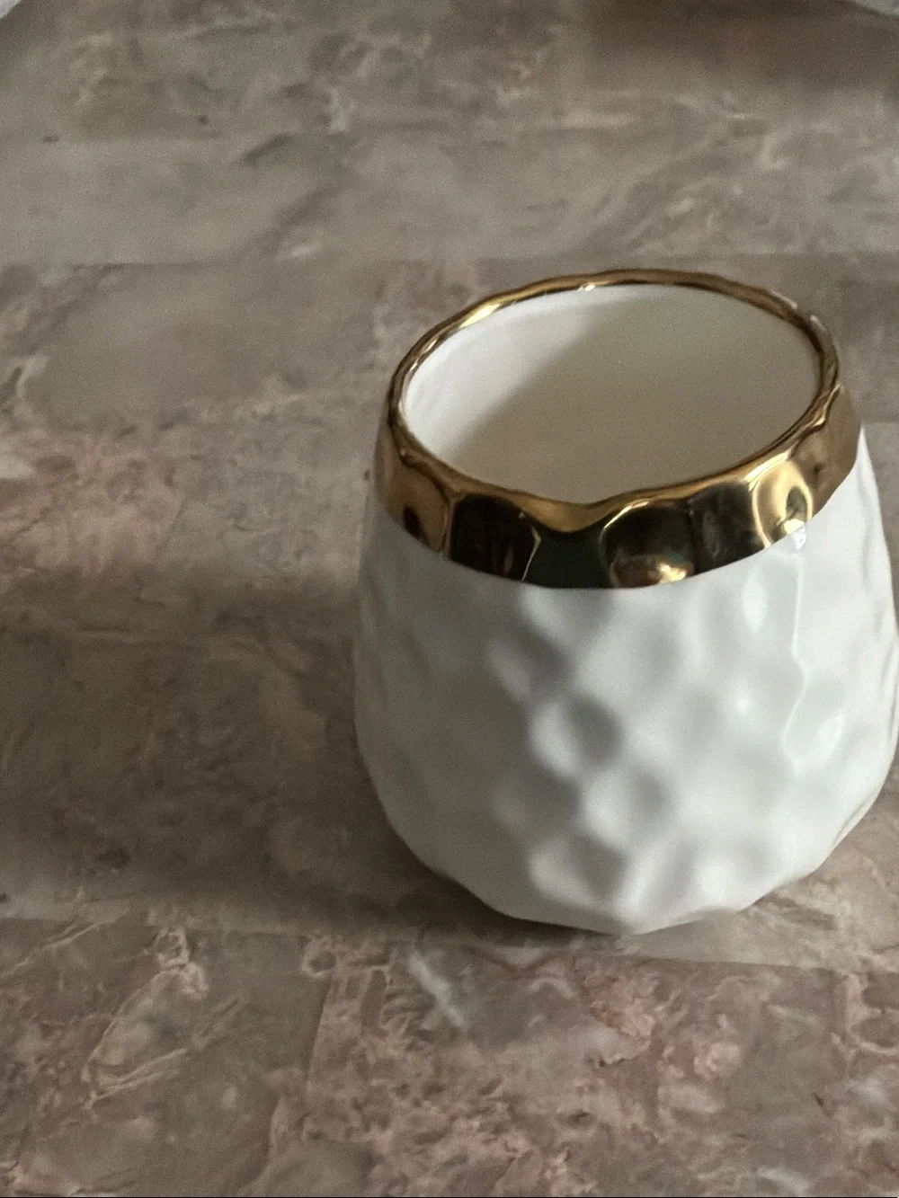 White and Gold Dessert Forks & Spoons Set with Ceramic Holder